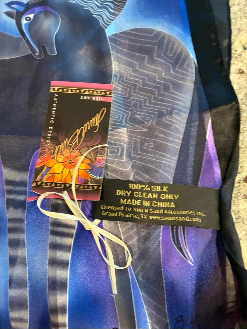 Laurel Burch Vibrant Blue and Black Horse Print Scarf